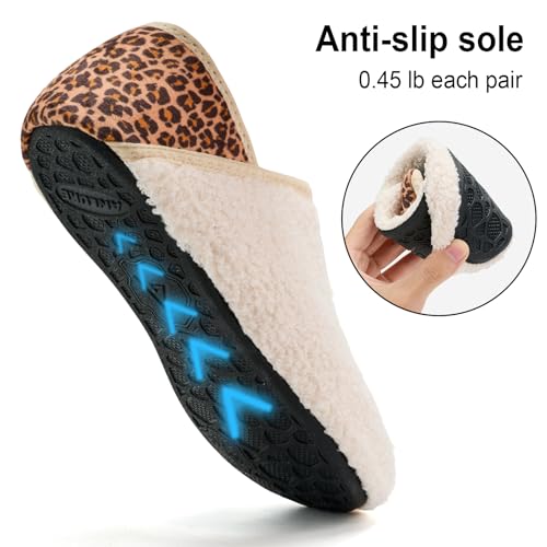 ANLUKE Fuzzy Slipper Socks for Women Men, Rubber Sole, Non-Slip Indoor/Outdoor