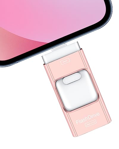 ROSPE 32GB USB Stick: 4-in-1 Flash Drive for Phone/Pad/PC, Pink