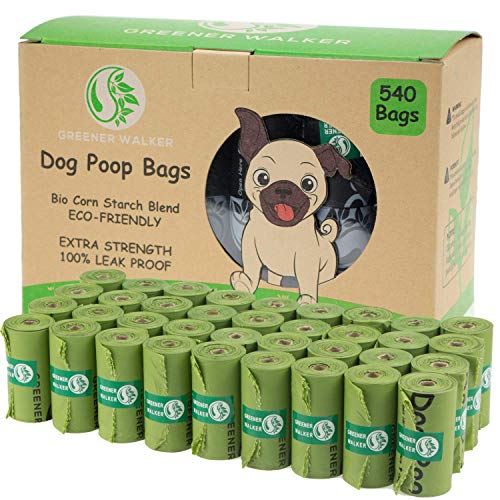 Greener Walker Dog Poop Bags - 540 Bags, Extra Thick & Leak-Proof, Green