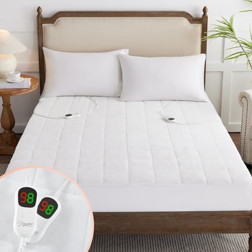 Homemate Heated Mattress Pad Queen Size, Coral Fleece, 5 Heat Settings, Dual Controller, Auto Off, 10 Hrs, 80"x60