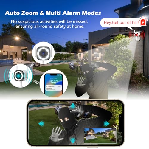 Brand Outdoor Security Camera 3MP WiFi CCTV System for Home, Pet & Baby - Color Night Vision, Alarm Siren, IP66 Waterproof - 2 Pack