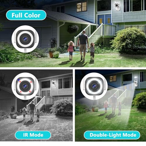 Brand Outdoor Security Camera 3MP WiFi CCTV System for Home, Pet & Baby - Color Night Vision, Alarm Siren, IP66 Waterproof - 2 Pack