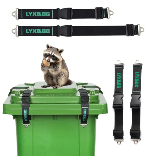 BearGuard Trash Can Locks - Heavy-Duty Straps for Animal-Proof Lid on 28-96 Gal Bins, Secure Buckle Against Raccoons