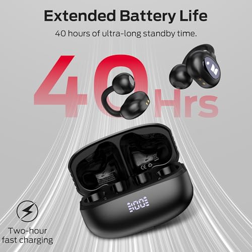 Monster Open Ear AC339 Bluetooth 6.0 Earbuds, Stereo Sound, Wireless Clip Earphones, 40hr Playback, Smart Display, Touch Control
