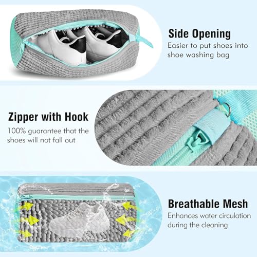 Laundry Shoe Bag for Washer and Dryer, 2Pcs Reusable Sneaker Cleaning Kit