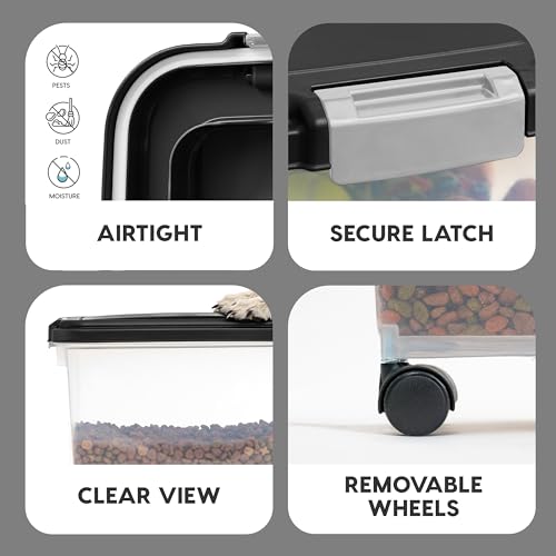 IRIS USA Airtight Pet Food Container with Wheels, 30lb Capacity, Keep Fresh, Easy Mobility