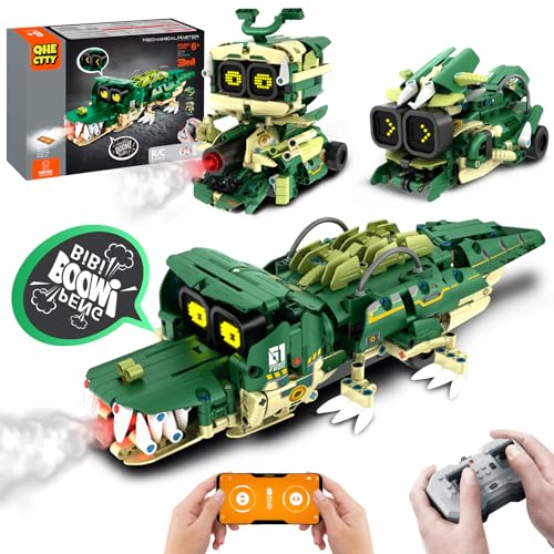 STEM Robot Building Kit for Kids 6-14, Remote Control, Music Spray - 513 Pcs Building Blocks Set - Fun Birthday Xmas Gift