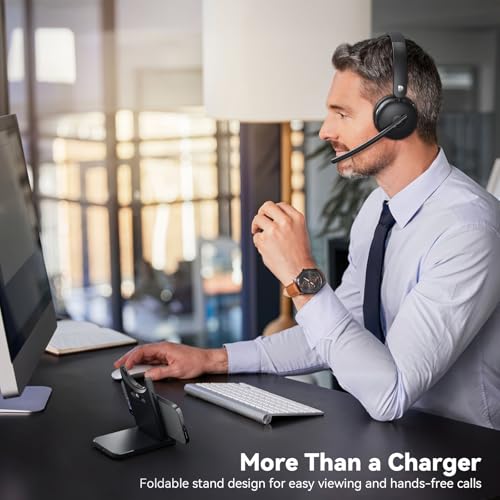 Brand Wireless Headset: Noise Cancelling Mic, 65H Worktime, Fast Charge Bluetooth for Work/PC/Call Center