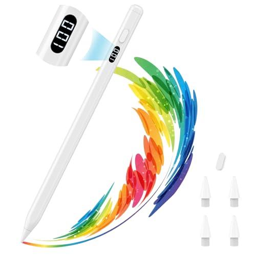 MoKo Stylus Pen for iPad - USB-C Fast Charging Pencil with LED Display, Tilt Sensitivity - Apple iPad Air/Pro/Mini - White