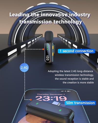 Mini Wireless Lavalier Mic for iPhone & Android - Crystal Sound, Noise Reduction - Video Recording, Vlogging, Singing