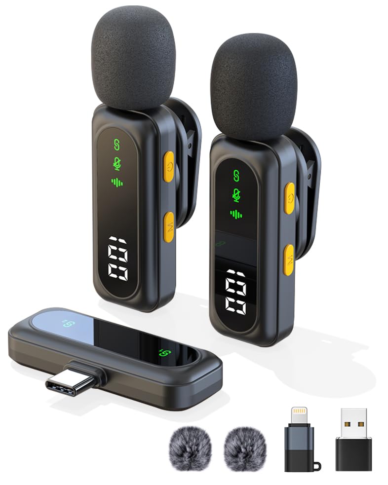 Mini Wireless Lavalier Mic for iPhone & Android - Crystal Sound, Noise Reduction - Video Recording, Vlogging, Singing