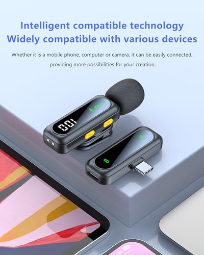 Mini Wireless Lavalier Mic for iPhone & Android - Crystal Sound, Noise Reduction - Video Recording, Vlogging, Singing