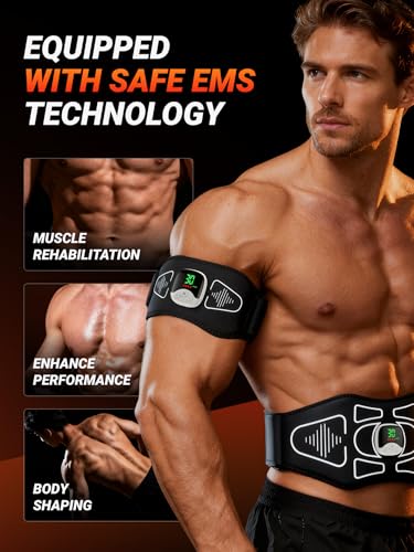 EMS Muscle Stimulator: Tones Abs, Waist, Arms, Legs - Home Body Conditioning for Men & Women