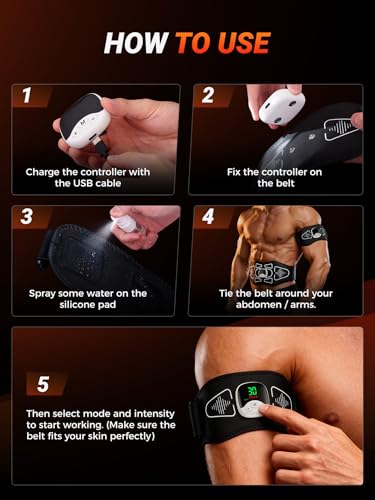 EMS Muscle Stimulator: Tones Abs, Waist, Arms, Legs - Home Body Conditioning for Men & Women