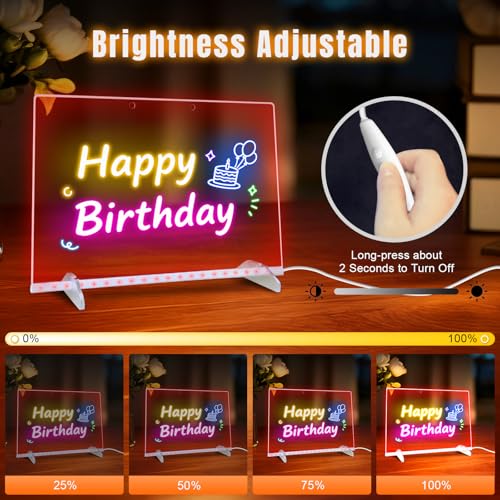 Oritzan LED Drawing Board: Magic Note Board with 13 Light Modes & Colorful Pens - Large Size 35x25.5 inch - Holiday Gift for Kids