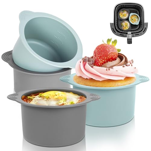 Silicone Air Fryer Egg Poachers 4Pcs Set for Baking Cakes & Fried Eggs