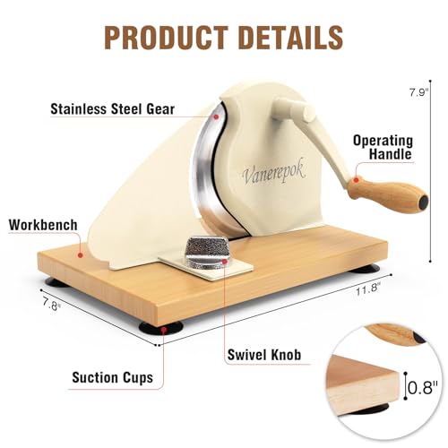 Versatile Hand Crank Bread Slicer for Sourdough & Crusty Bread - Stainless Steel, Adjustable Width - Homemade & Commercial