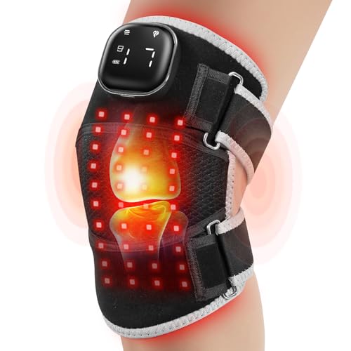 AFFLAT Red Light Therapy & Vibration Massage Knee Brace - Pain Relief, Near Infrared Light, Wireless Controller - Knee/Shoulder/Joint/Elbow