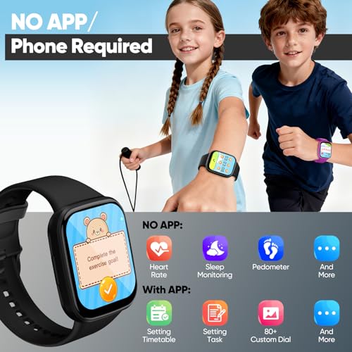 HTTWCOD Kids Smart Watch, HD Touch Fitness Tracker Heart Rate & Sleep Monitor, IP68 Waterproof SmartWatch, Gifts for Kids 4-12