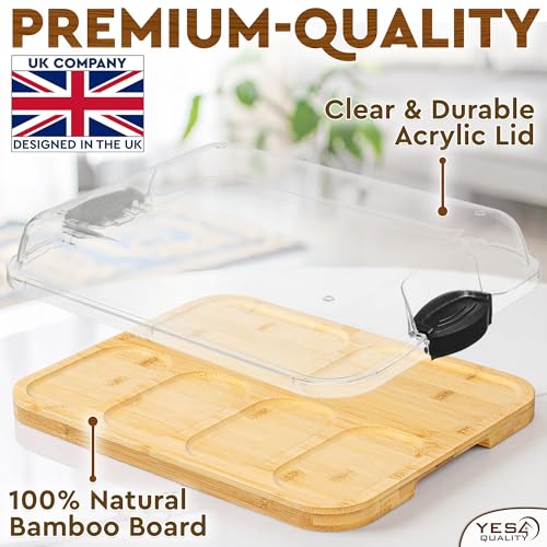 Bamboo Charcuterie Board with Lid - Portable Serving Tray for Entertaining - Wood Cutting Board for Parties & Gifts