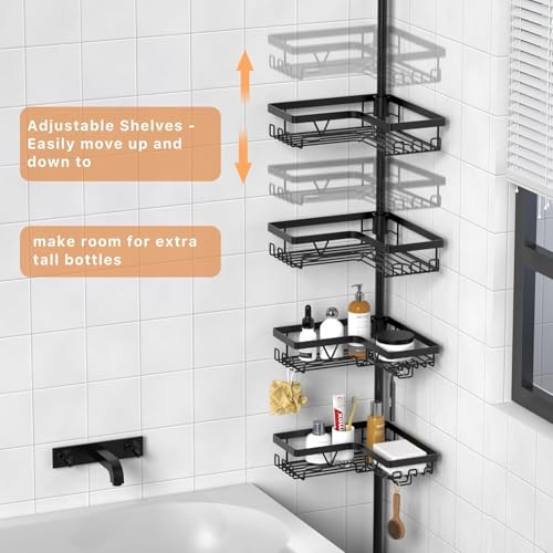 Kegii Telescopic Corner Shower Caddy Organizer with Toothbrush Holder - Rustproof Bathtub Shelf for Inside Shower, Adjustable Height