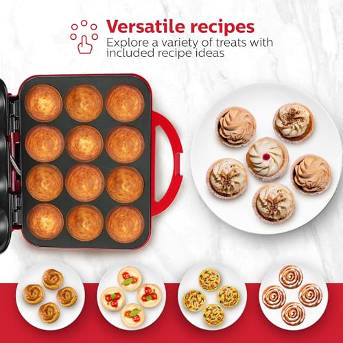 Holstein Cupcake Maker: Stainless Steel, Red, Quick Baking
